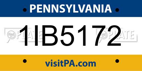 1IB5172 Pennsylvania License Plate