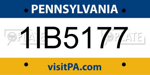 1IB5177 Pennsylvania License Plate