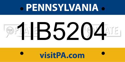 1IB5204 Pennsylvania License Plate