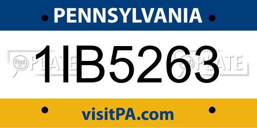 1IB5263 Pennsylvania License Plate