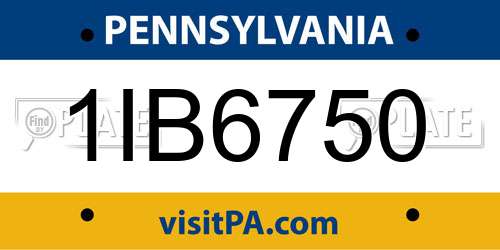1IB6750 Pennsylvania License Plate