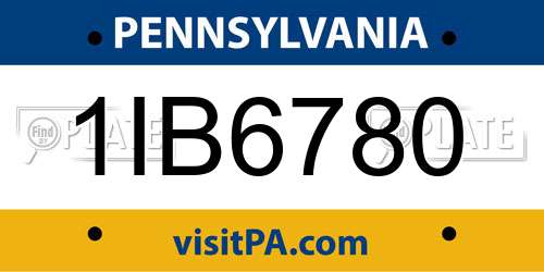1IB6780 Pennsylvania License Plate