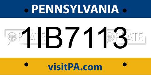 1IB7113 Pennsylvania License Plate