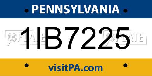 1IB7225 Pennsylvania License Plate