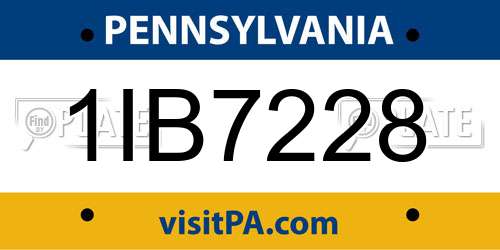 1IB7228 Pennsylvania License Plate