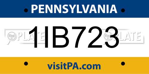 1IB723 Pennsylvania License Plate