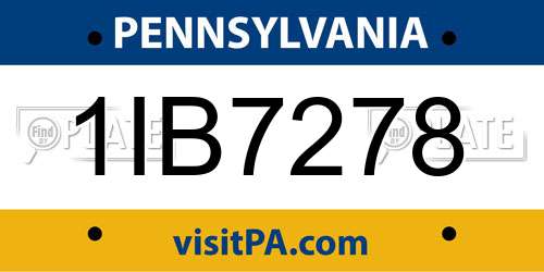 1IB7278 Pennsylvania License Plate