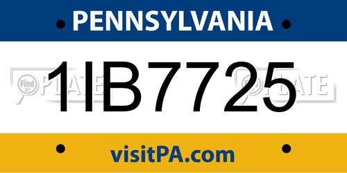 1IB7725 Pennsylvania License Plate
