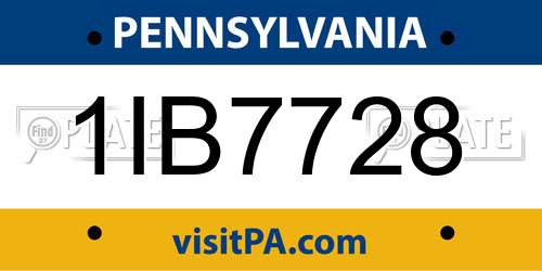 1IB7728 Pennsylvania License Plate