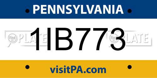 1IB773 Pennsylvania License Plate