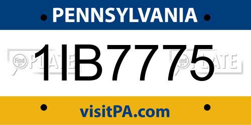 1IB7775 Pennsylvania License Plate