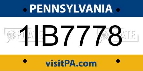 1IB7778 Pennsylvania License Plate