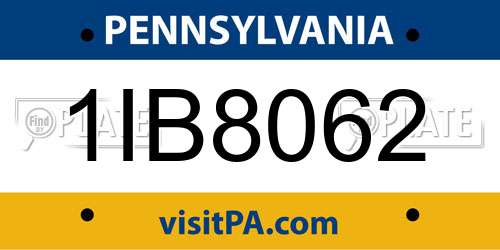 1IB8062 Pennsylvania License Plate