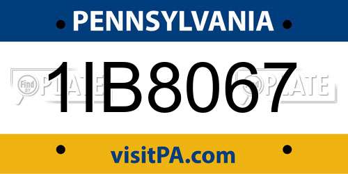 1IB8067 Pennsylvania License Plate