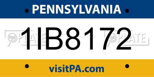 1IB8172 Pennsylvania License Plate