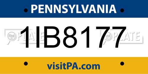 1IB8177 Pennsylvania License Plate