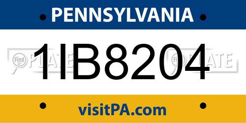 1IB8204 Pennsylvania License Plate