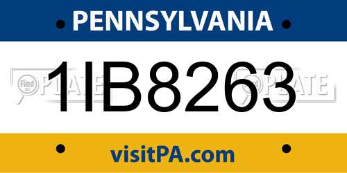 1IB8263 Pennsylvania License Plate
