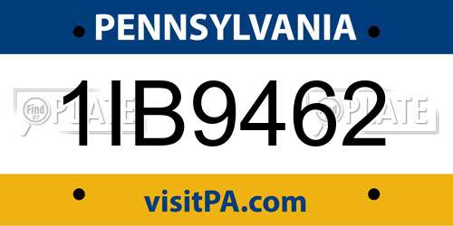 1IB9462 Pennsylvania License Plate