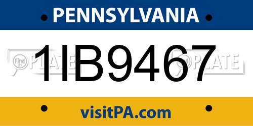 1IB9467 Pennsylvania License Plate