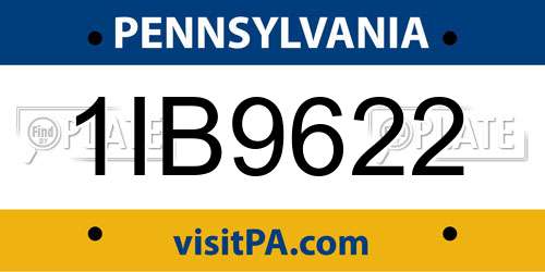 1IB9622 Pennsylvania License Plate