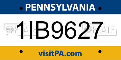 1IB9627 Pennsylvania License Plate