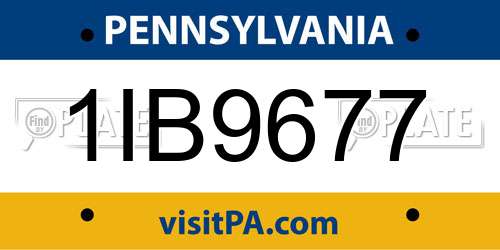 1IB9677 Pennsylvania License Plate