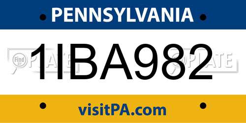 1IBA982 Pennsylvania License Plate