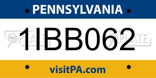 1IBB062 Pennsylvania License Plate