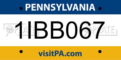 1IBB067 Pennsylvania License Plate