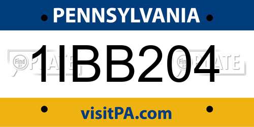 1IBB204 Pennsylvania License Plate