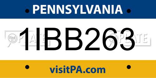 1IBB263 Pennsylvania License Plate
