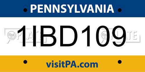 1IBD109 Pennsylvania License Plate