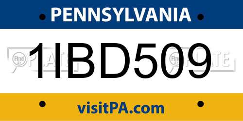 1IBD509 Pennsylvania License Plate