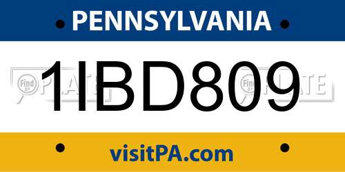 1IBD809 Pennsylvania License Plate