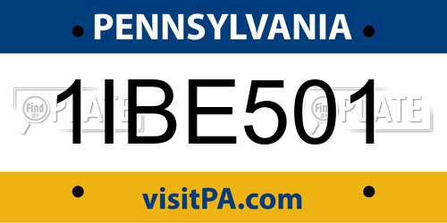 1IBE501 Pennsylvania License Plate