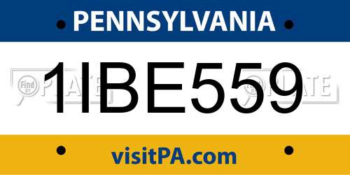 1IBE559 Pennsylvania License Plate