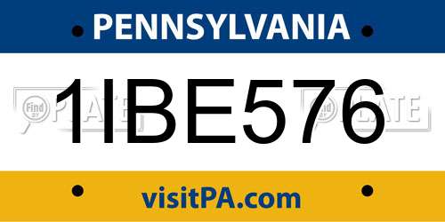 1IBE576 Pennsylvania License Plate