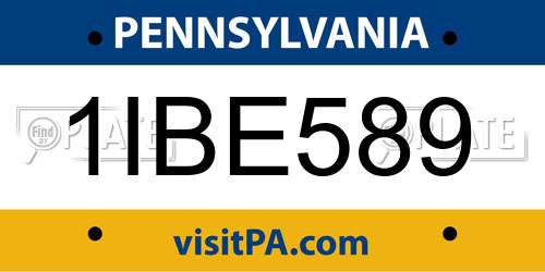 1IBE589 Pennsylvania License Plate