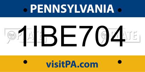 1IBE704 Pennsylvania License Plate