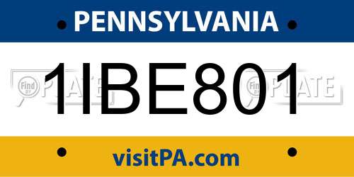 1IBE801 Pennsylvania License Plate