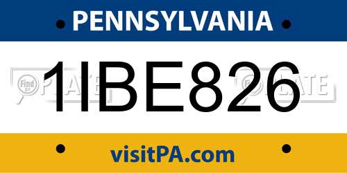1IBE826 Pennsylvania License Plate