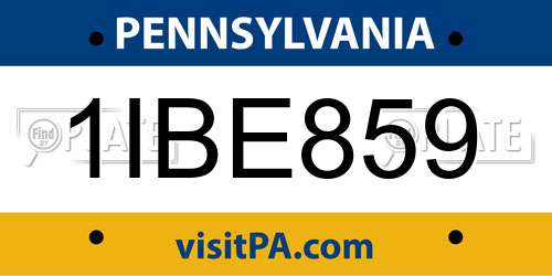 1IBE859 Pennsylvania License Plate