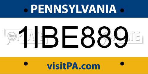 1IBE889 Pennsylvania License Plate