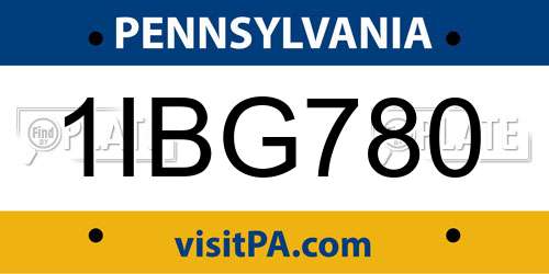 1IBG780 Pennsylvania License Plate