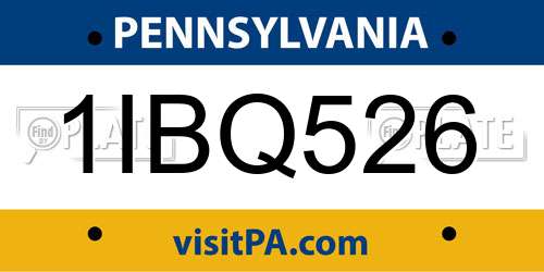 1IBQ526 Pennsylvania License Plate