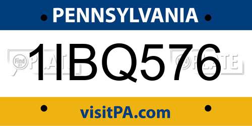 1IBQ576 Pennsylvania License Plate