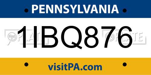 1IBQ876 Pennsylvania License Plate