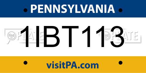 1IBT113 Pennsylvania License Plate