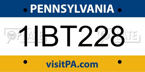 1IBT228 Pennsylvania License Plate